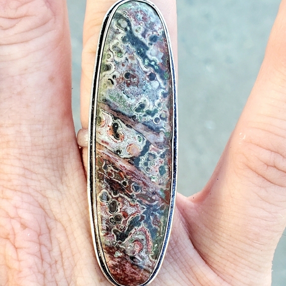 New Leopard Skin Jasper 925 Silver Statement Ring. - Picture 5 of 16